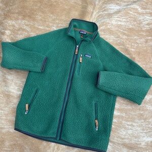 Men's Retro Pile Fleece Jacket sz. L GREEN